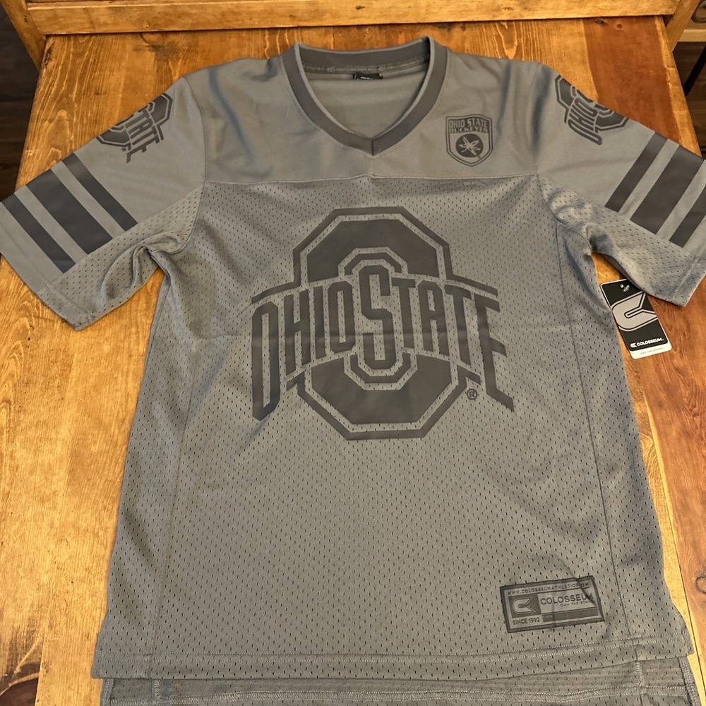 Ohio State Buckeyes Men's Colosseum Athletics Gray Mesh Football Jersey Large